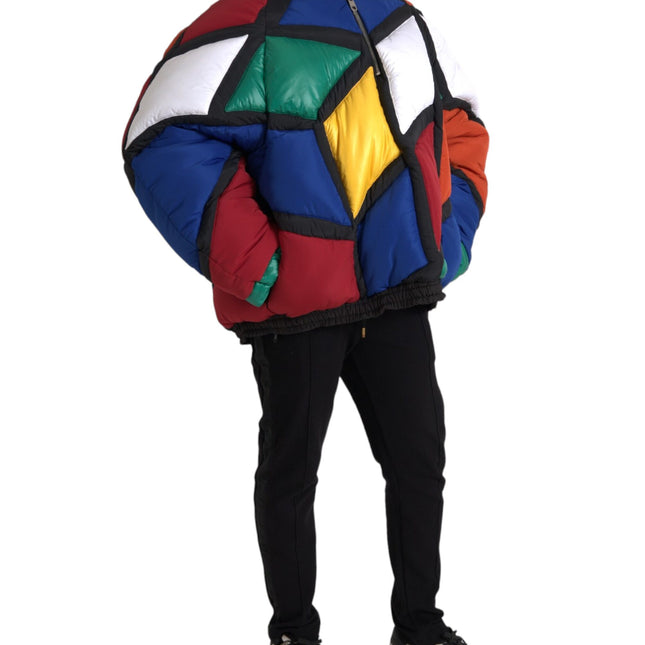 Dolce & Gabbana Multicolor Quilted Hooded Puffer Jacket