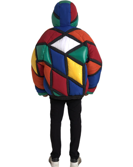 Dolce & Gabbana Multicolor Quilted Hooded Puffer Jacket