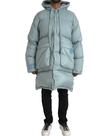 Dolce & Gabbana Light Blue Quilted Hooded Puffer Jacket Men