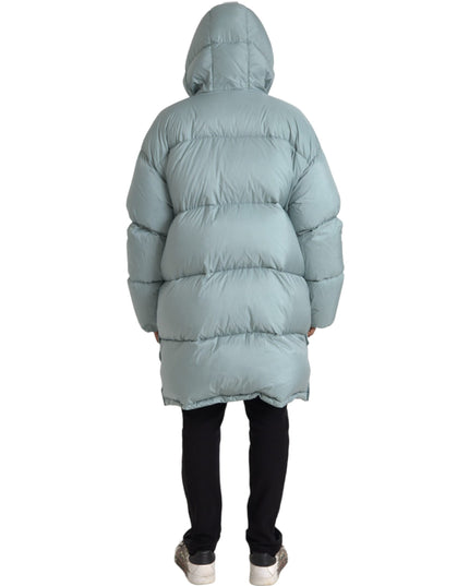 Dolce & Gabbana Light Blue Quilted Hooded Puffer Jacket Men