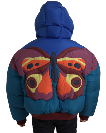 Dolce & Gabbana Multicolor Butterfly Hooded Puffer Jacket