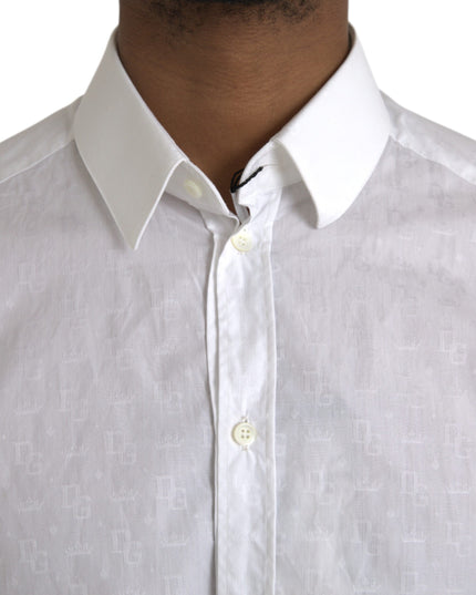 Dolce & Gabbana White Cotton Long Sleeve Dress GOLD Shirt