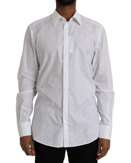 Dolce & Gabbana White Polka Dotted Cotton Dress GOLD Shirt