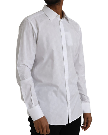 Dolce & Gabbana White Polka Dotted Cotton Dress GOLD Shirt