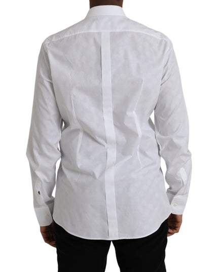 Dolce & Gabbana White Polka Dotted Cotton Dress GOLD Shirt