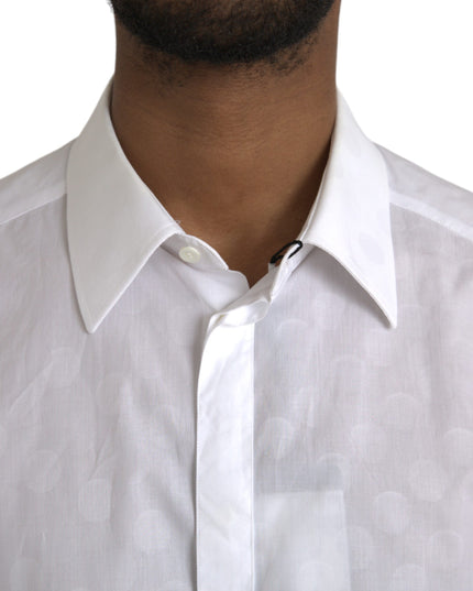 Dolce & Gabbana White Polka Dotted Cotton Dress GOLD Shirt