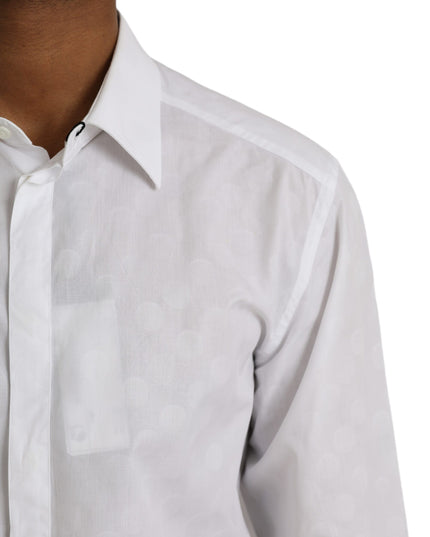 Dolce & Gabbana White Polka Dotted Cotton Dress GOLD Shirt