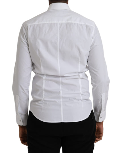 Dolce & Gabbana White Cotton Long Sleeve Dress MARTINI Shirt