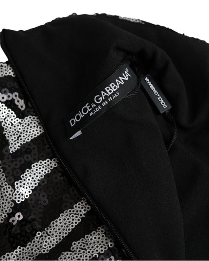 Dolce & Gabbana Black Silver Sequined Polyester Sweater