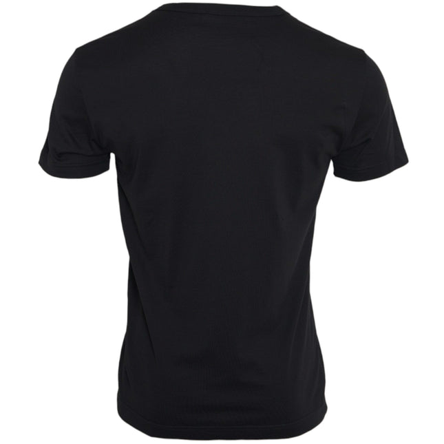 Dolce & Gabbana Black Cotton Silver Chain Short Sleeve T-shirt