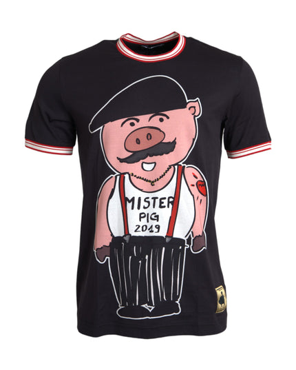 Dolce & Gabbana Black Cotton 2019 Year of the Pig T-shirt