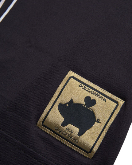 Dolce & Gabbana Black Cotton 2019 Year of the Pig T-shirt