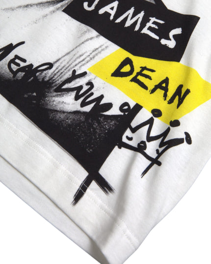 Dolce & Gabbana White Graphic Cotton Short Sleeves Men T-shirt
