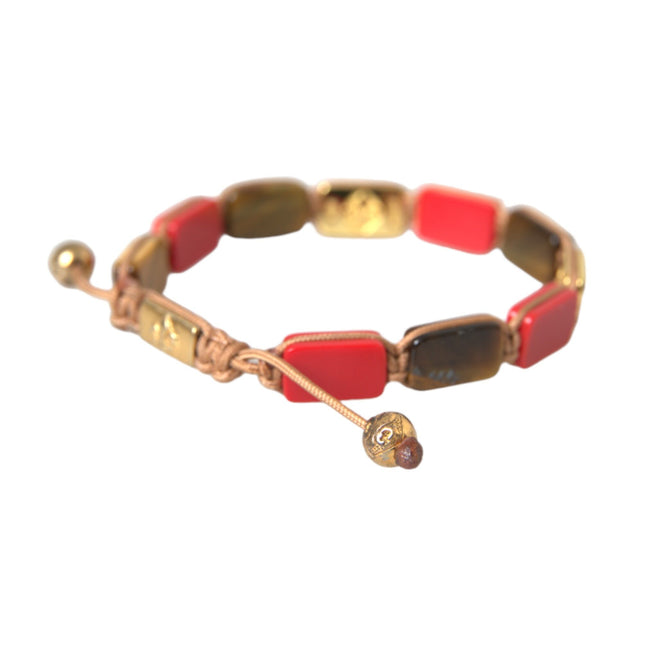 Nialaya CZ Tiger Eye Red Coral 925 Silver Men Bracelet