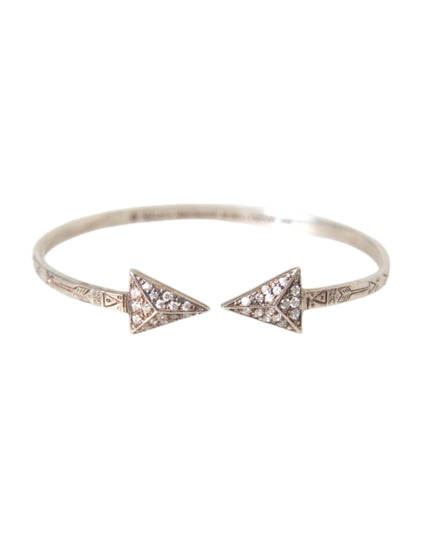 Nialaya Arrow Crystal 925 Silver Bangle Bracelet Women