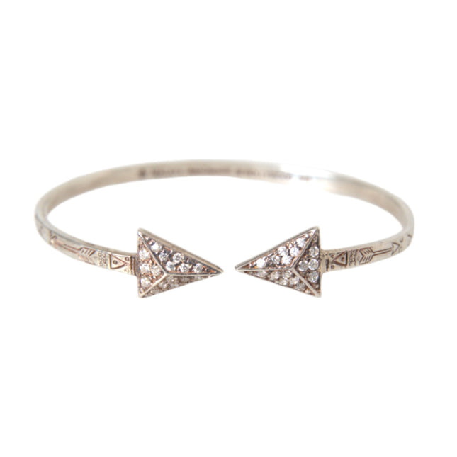 Nialaya Arrow Crystal 925 Silver Bangle Bracelet Women