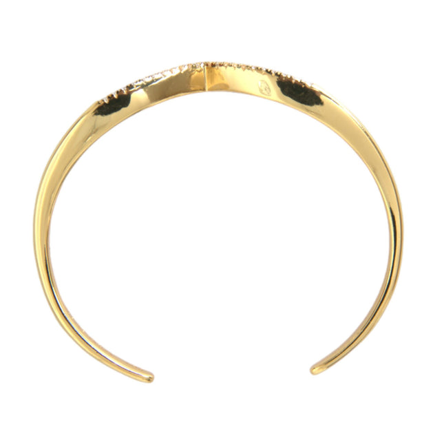 Nialaya Arched Wing Cuff Skyfall Gold CZ 925 Bracelet