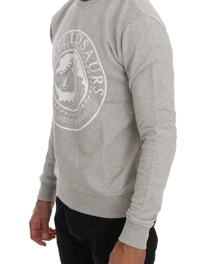 Frankie Morello Gray Cotton Crewneck Pullover Sweater