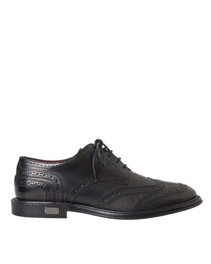 Dolce & Gabbana Black Leather Oxford Wingtip Formal Men Shoes