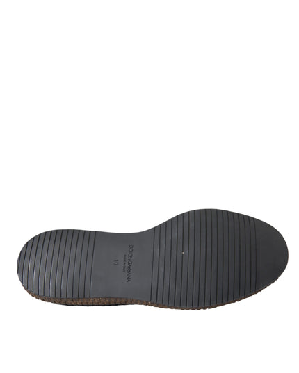 Dolce & Gabbana Black Woven Goat Leather Lace Up Derby Shoes