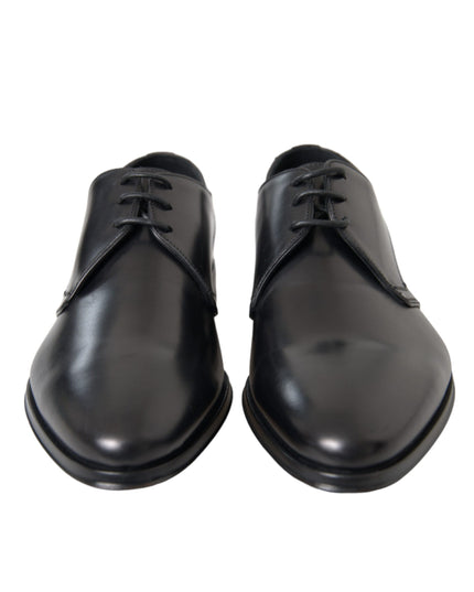 Dolce & Gabbana Black Leather Derby Formal Dress Men Shoes