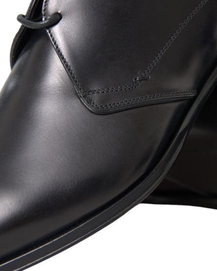 Dolce & Gabbana Black Leather Derby Formal Dress Men Shoes