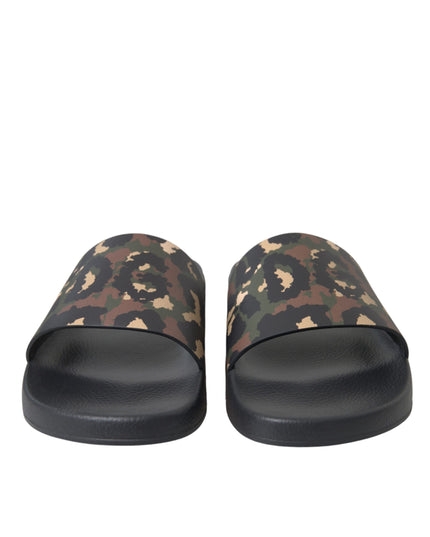 Dolce & Gabbana Multicolor Camouflage Leather Beachwear Men Shoes