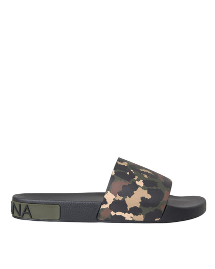 Dolce & Gabbana Multicolor Camouflage Leather Beachwear Men Shoes