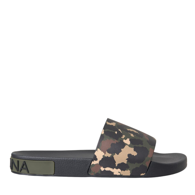 Dolce & Gabbana Multicolor Camouflage Leather Beachwear Men Shoes