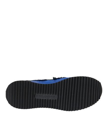 Dolce & Gabbana Blue Black Calf Hair Leather Sneakers Shoes