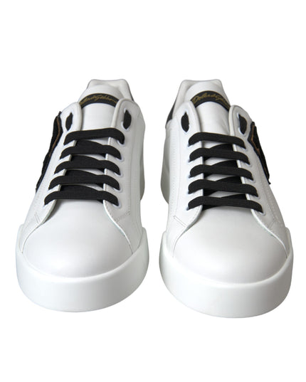 Dolce & Gabbana White Leather DG Logo Casual Low Top Sneakers Shoes