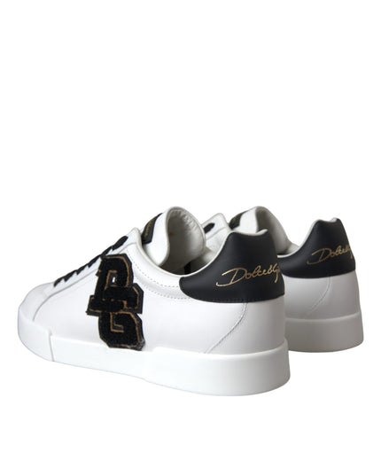 Dolce & Gabbana White Leather DG Logo Casual Low Top Sneakers Shoes
