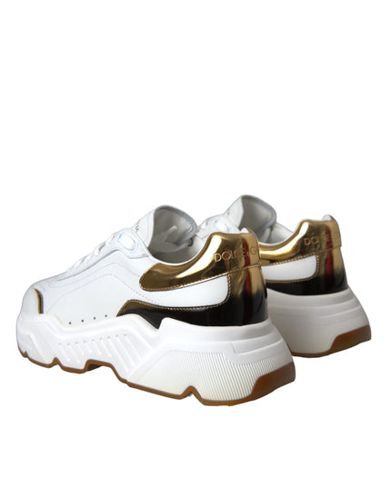 Dolce & Gabbana White Gold DAYMASTER Leather Sneakers Shoes