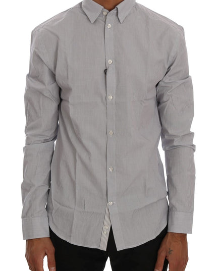 Frankie Morello White Blue Check Casual Cotton Regular Fit Shirt