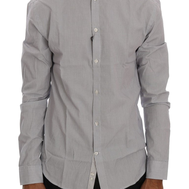 Frankie Morello White Blue Check Casual Cotton Regular Fit Shirt