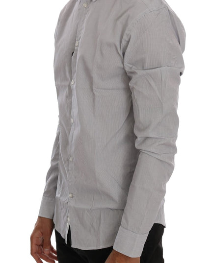 Frankie Morello White Blue Check Casual Cotton Regular Fit Shirt