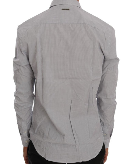 Frankie Morello White Blue Check Casual Cotton Regular Fit Shirt