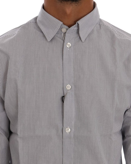 Frankie Morello White Blue Check Casual Cotton Regular Fit Shirt