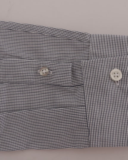 Frankie Morello White Blue Check Casual Cotton Regular Fit Shirt