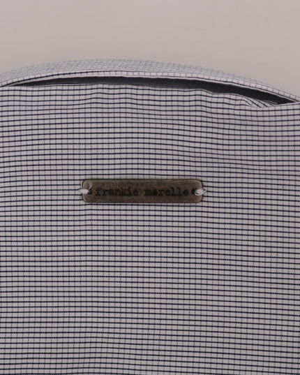 Frankie Morello White Blue Check Casual Cotton Regular Fit Shirt