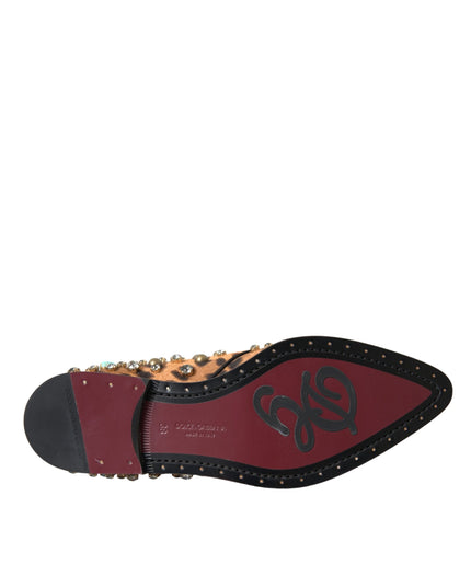 Dolce & Gabbana Brown Leopard Hair Crystal Dress Broque Shoes