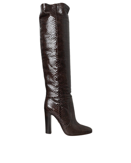 Dolce & Gabbana Brown Exotic Leather Heels High Boots Shoes