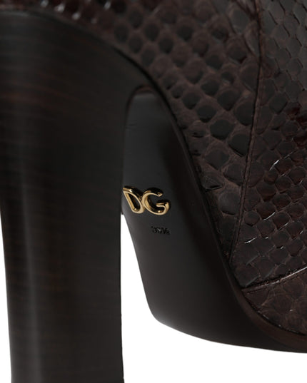 Dolce & Gabbana Brown Exotic Leather Heels High Boots Shoes