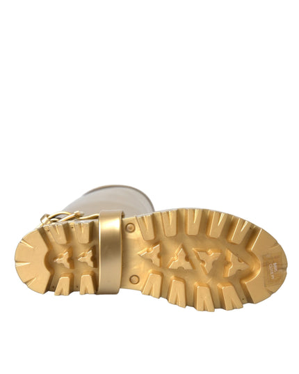 Dolce & Gabbana Metallic Gold Rubber PVC Rain Boots Shoes