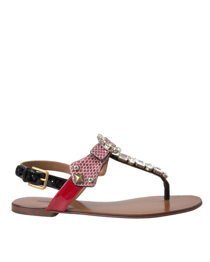 Dolce & Gabbana Multicolor Crystal Sandals Flip Flops Shoes