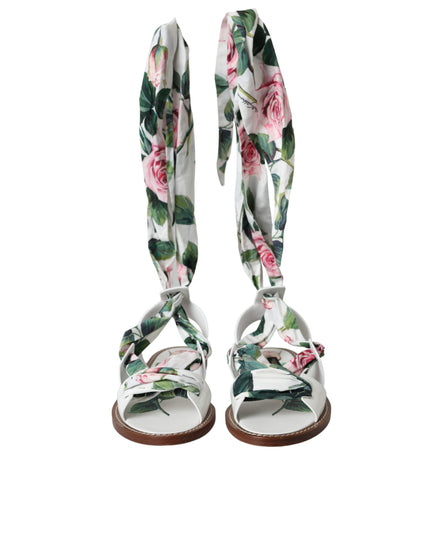 Dolce & Gabbana Multicolor Floral Print Ankle Wrap Sandals Shoes