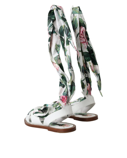 Dolce & Gabbana Multicolor Floral Print Ankle Wrap Sandals Shoes