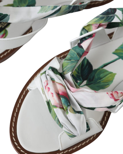 Dolce & Gabbana Multicolor Floral Print Ankle Wrap Sandals Shoes