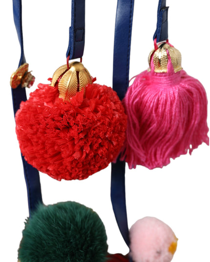 Dolce & Gabbana Multicolor Pom Pom Fur Wrap Sandals Shoes