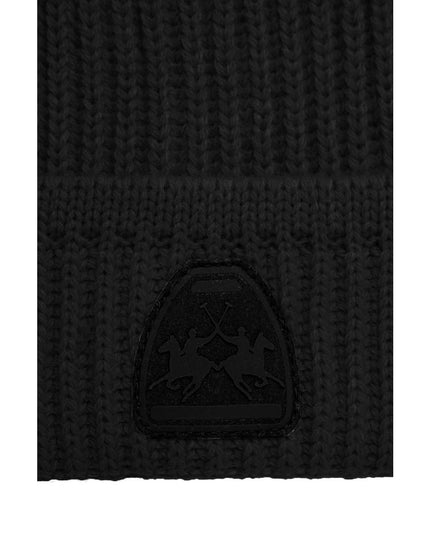La Martina Black Acrylic Men Beanie